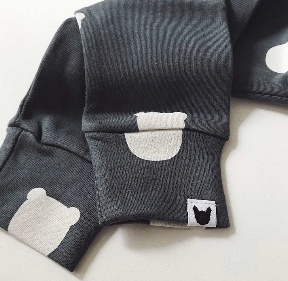 Monochrome/grey baby leggings, bear print, organic cotton, 0-6 years | Tobias & the Bear official, organic, eco-friendly, unisex baby & kidswear