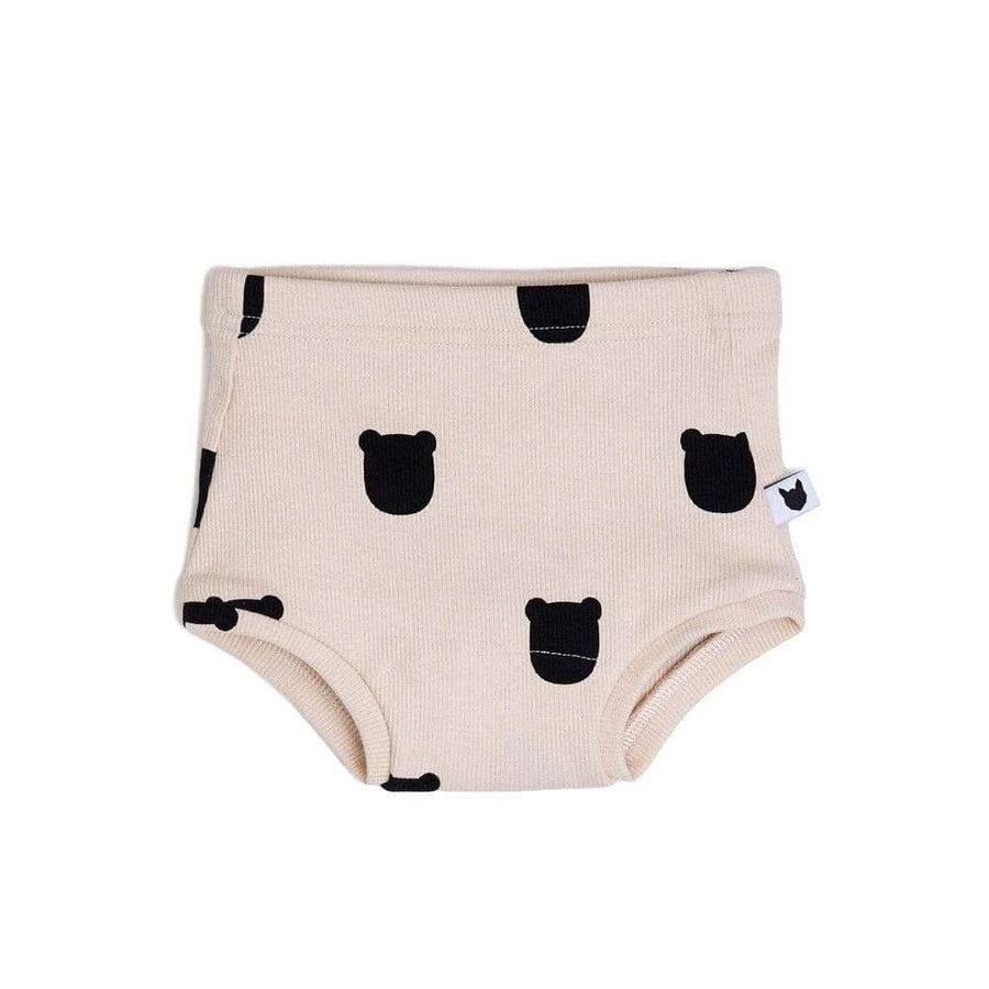 Blush pink, bear print baby bloomers/panties, organic ribbed cotton, 0-2 years | Tobias & the Bear official, baby & kidswear
