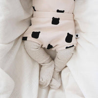 Blush pink, bear print baby bloomers/panties, organic ribbed cotton, 0-2 years | Tobias & the Bear official, unisex baby & kidswear