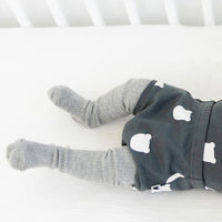Monochrome/grey baby bloomers/panties, bear print, organic cotton, 0-2 years | Tobias & the Bear official, organic, eco-friendly, unisex baby & kidswear