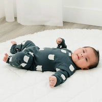 Monochrome/grey baby romper/all-in-one, bear print, organic cotton, 0-2 years | Tobias & the Bear official, organic, eco-friendly, unisex baby & kidswear