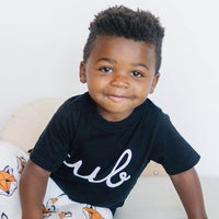 Black/monochrome baby/kids T-shirt, cub print, organic cotton, 0-6 years | Tobias & the Bear official, organic, eco-friendly, unisex baby & kidswear