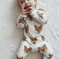 Fox print baby romper/all-in-one, organic cotton, 0-2 years | Tobias & the Bear official, eco-friendly, unisex baby clothing