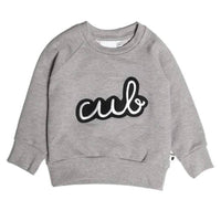 Grey marl baby/kids sweatshirt with embroidered badges, fox print, organic cotton, 0-6 years | Tobias & the Bear, organic, eco-friendly, unisex baby & kidswear